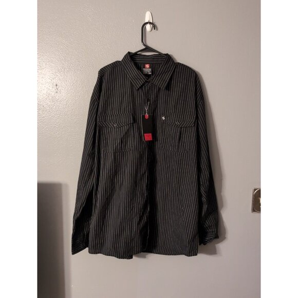 Southpole Black Striped Men's Roll Tab Long Sleeve Button Up Shirt Size 5XL - Picture 1 of 6